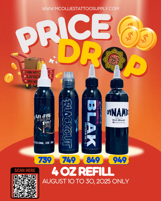 PRICE DROP 4 OZ BLACK INKS  REFILL