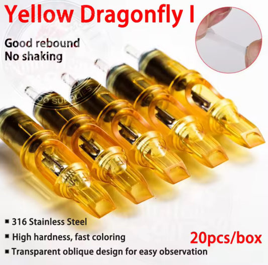 YELLOW DRAGONFLY TATTOO CARTRIDGES PER BOX